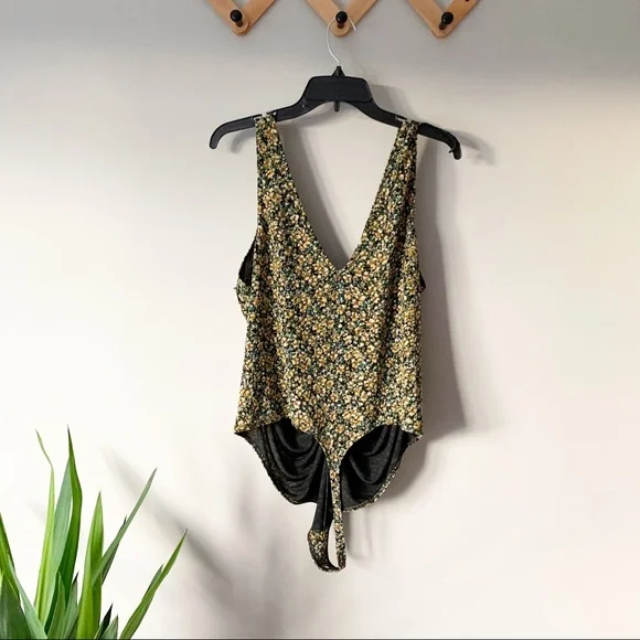 LEITH Ruched Sleeveless Floral Tank Top Mesh Bodysuit | 3X - Picture 3 of 7